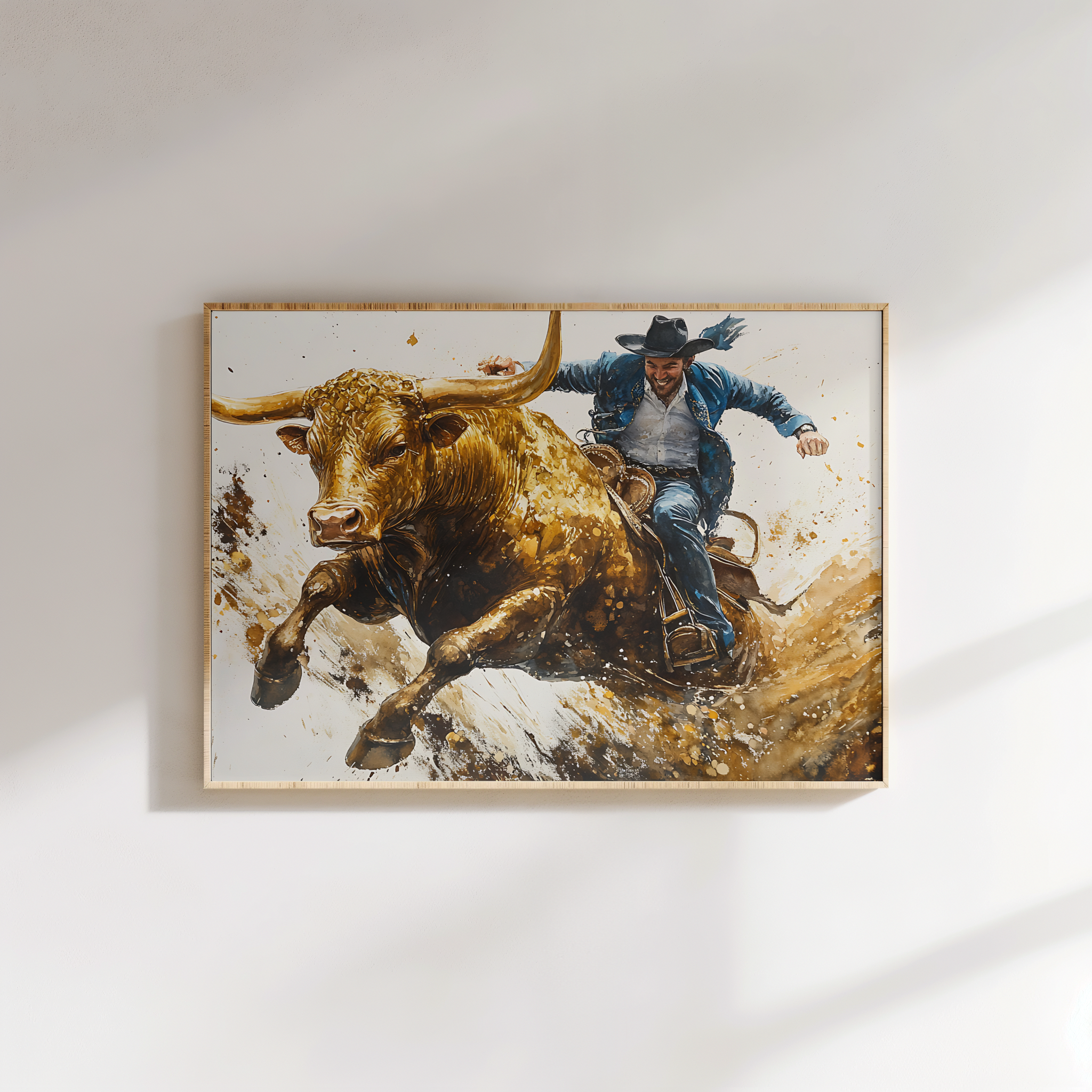 Western rodeo cowboy painting for rustic home decor