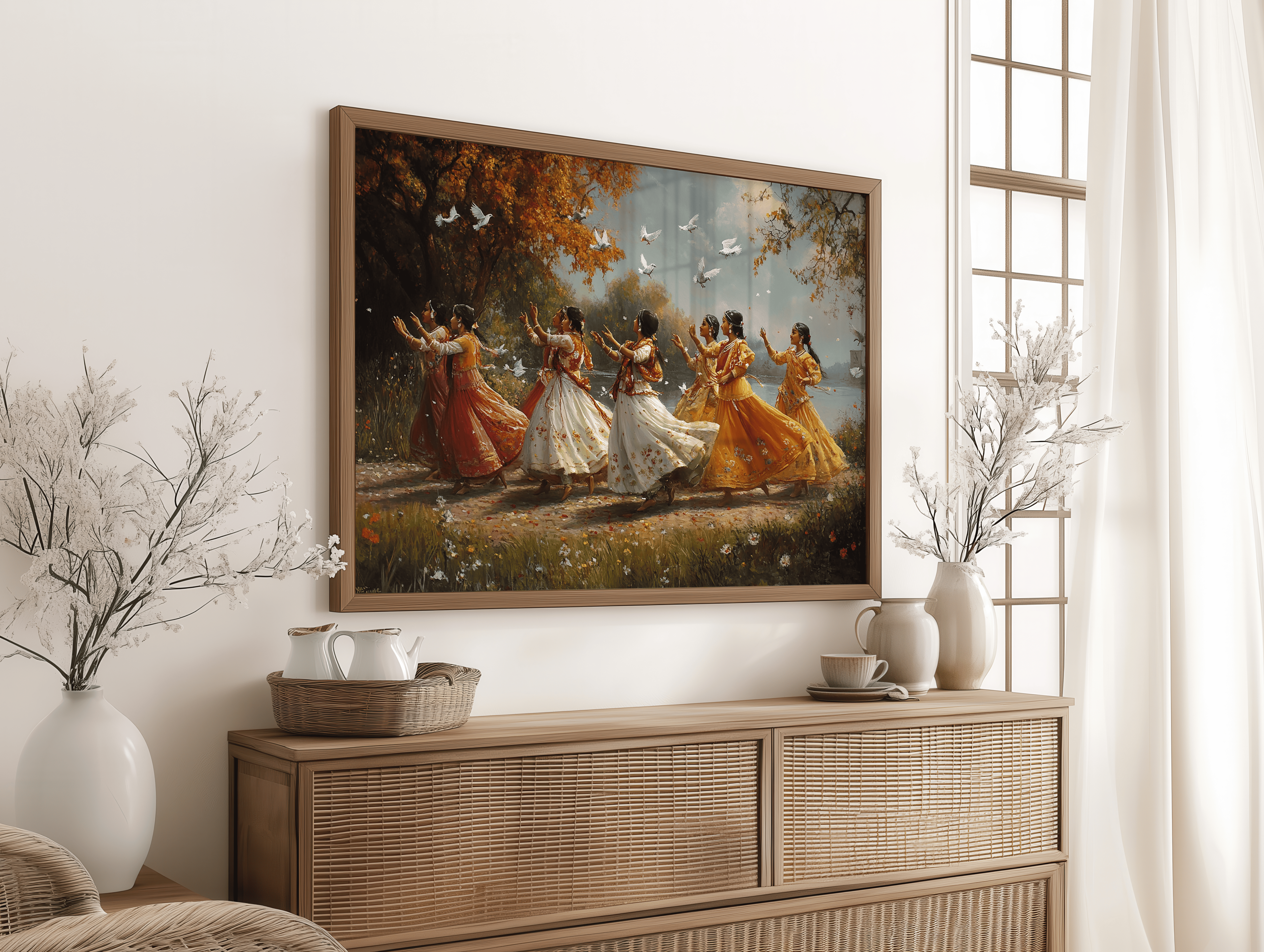 Cultural canvas print of Indian folk dance for home décor