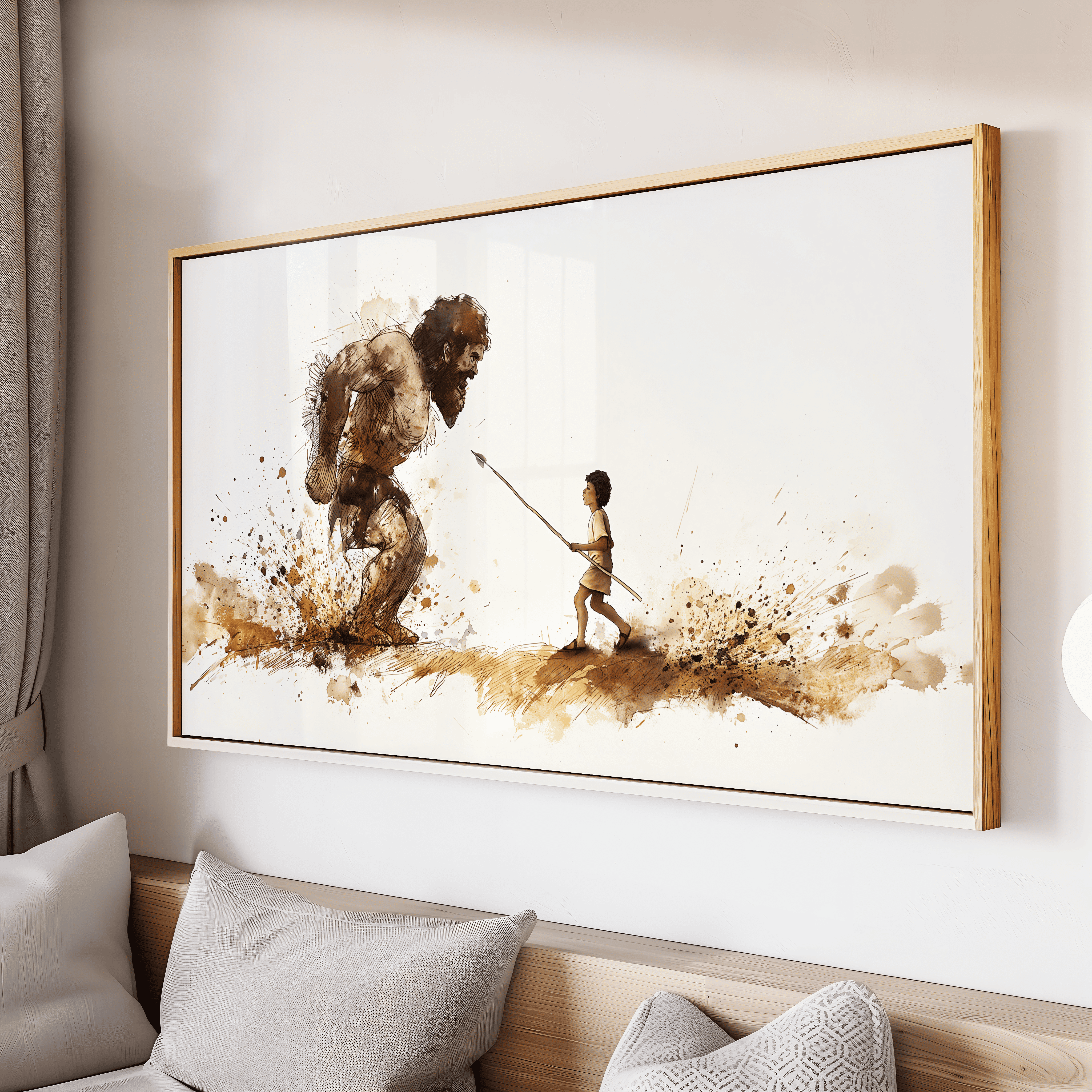 David facing Goliath symbolizing courage and faith