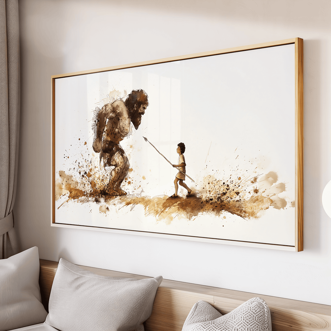 David facing Goliath symbolizing courage and faith