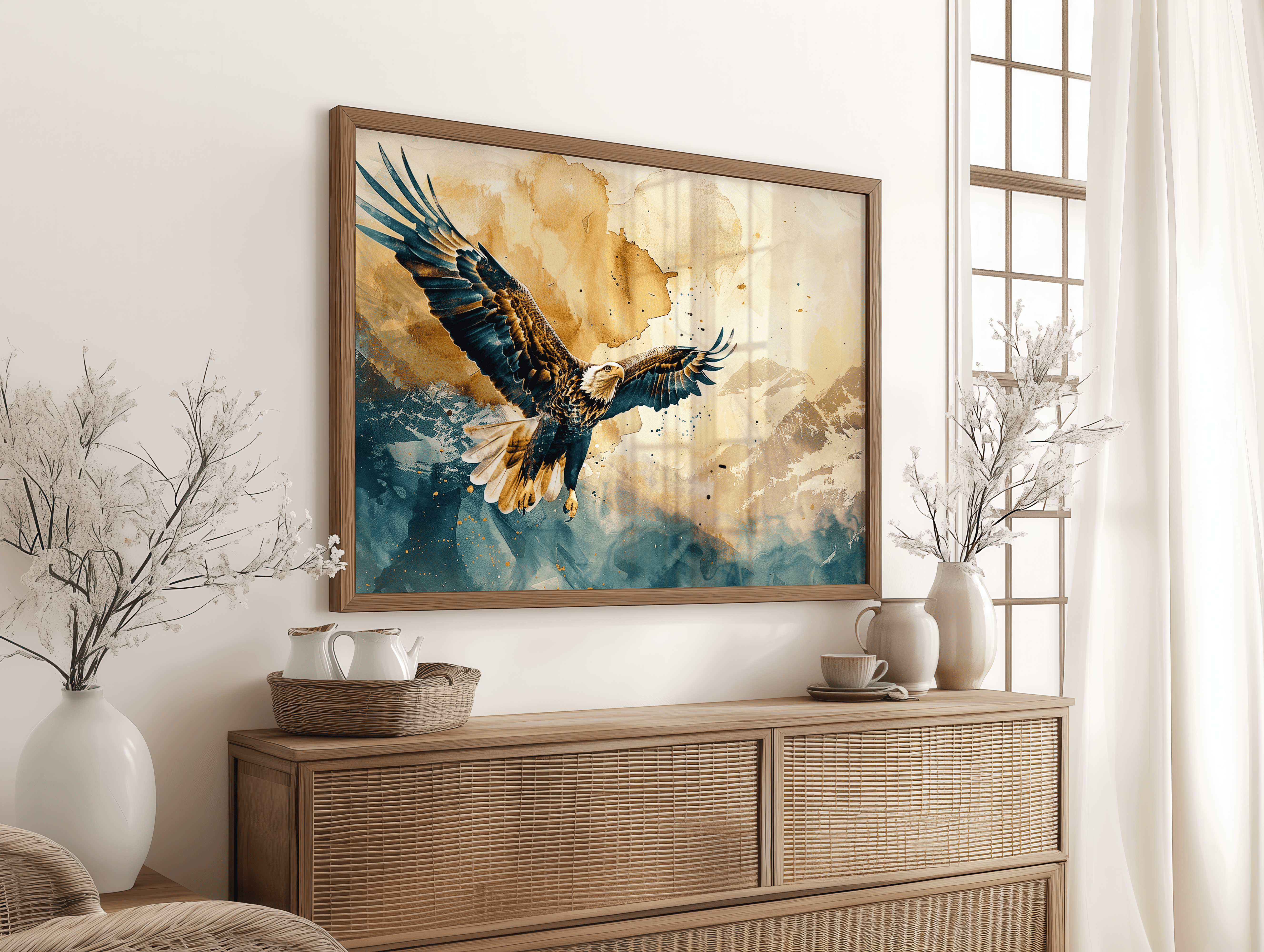 Majestic eagle soaring wall decor ready to hang