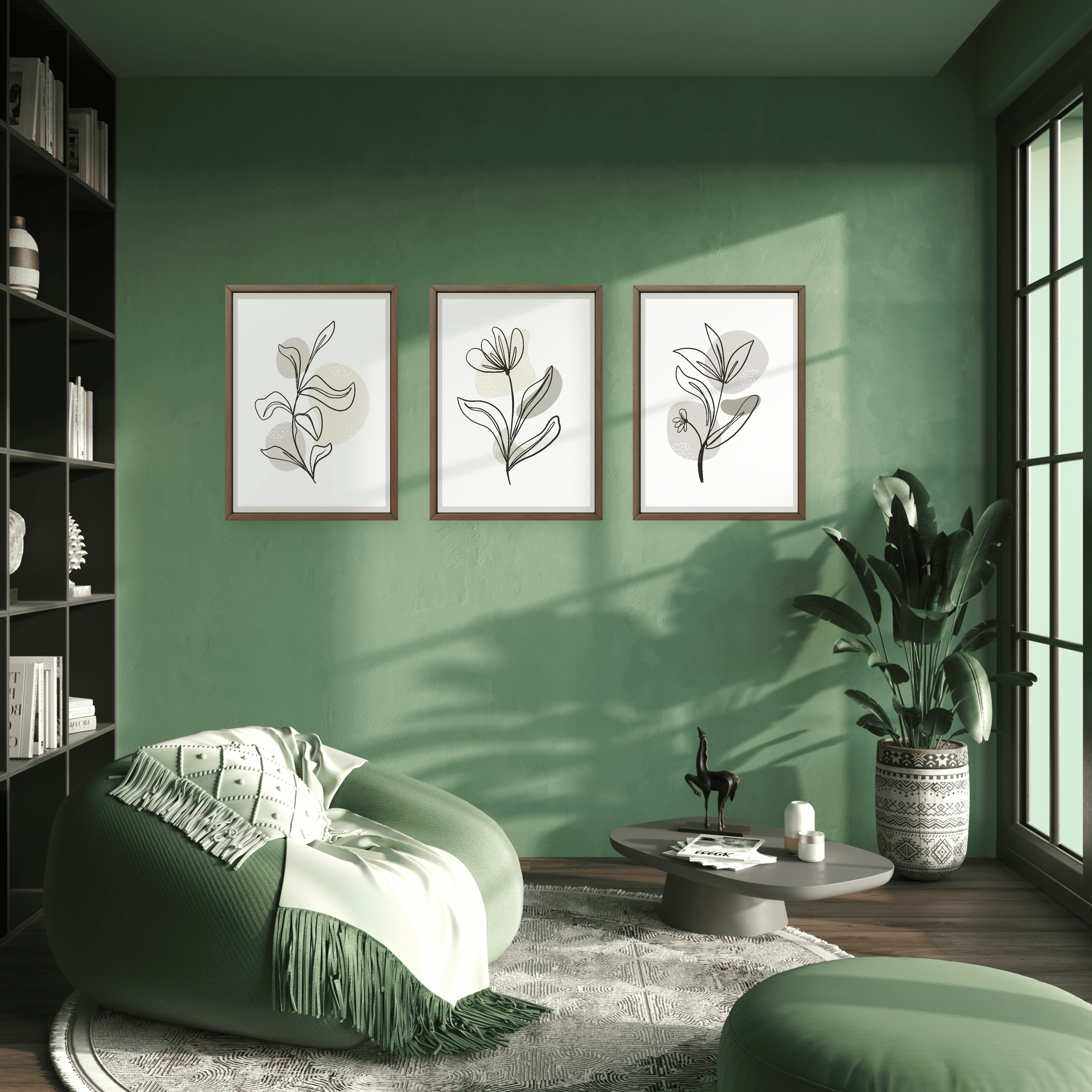 Soft botanical wall art featuring delicate flowers and abstract shapes