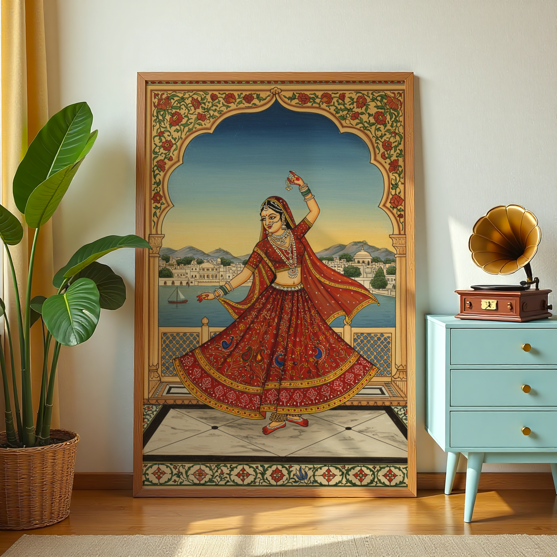 Traditional Indian woman dancing artwork for home and hotel décor