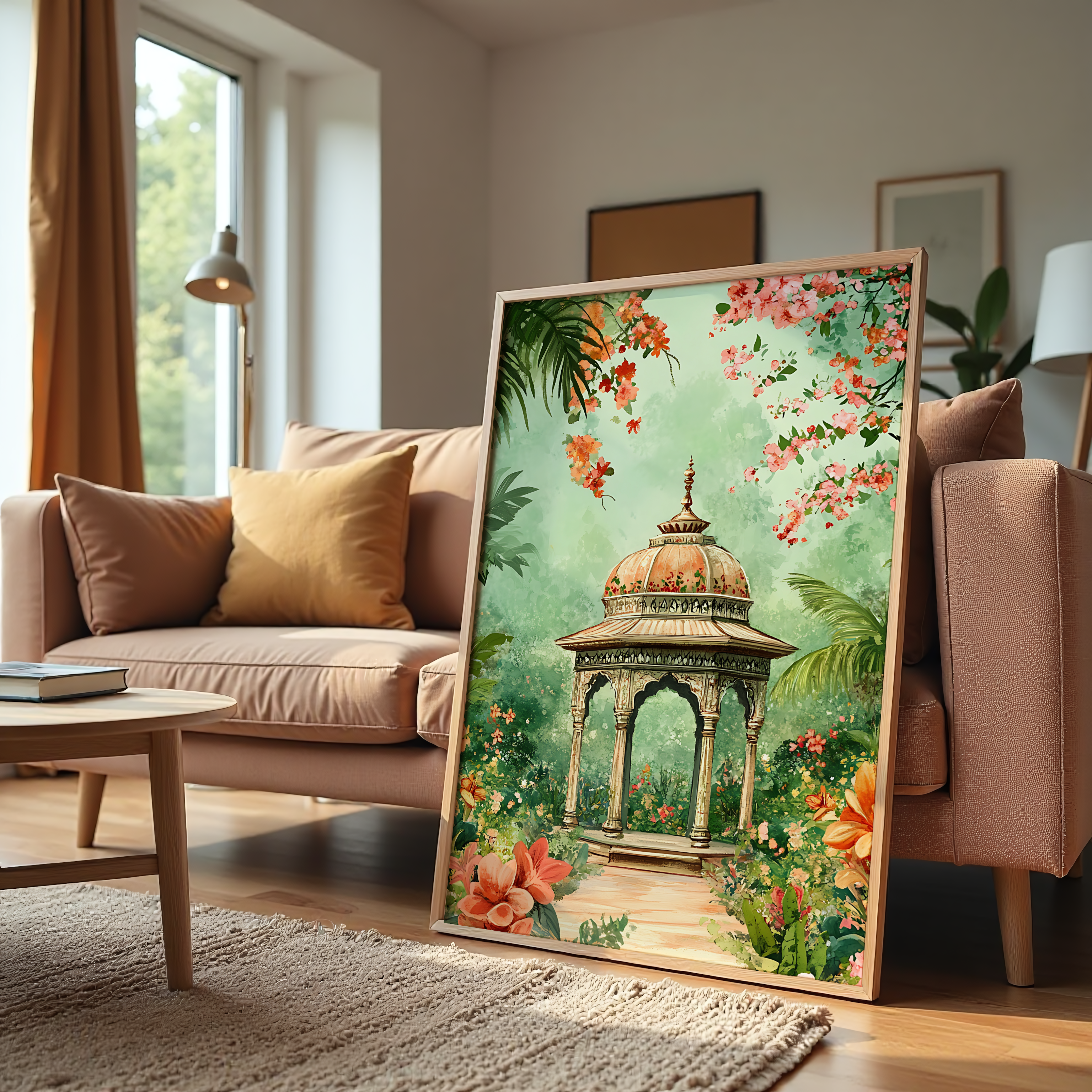 Floral temple painting for home décor