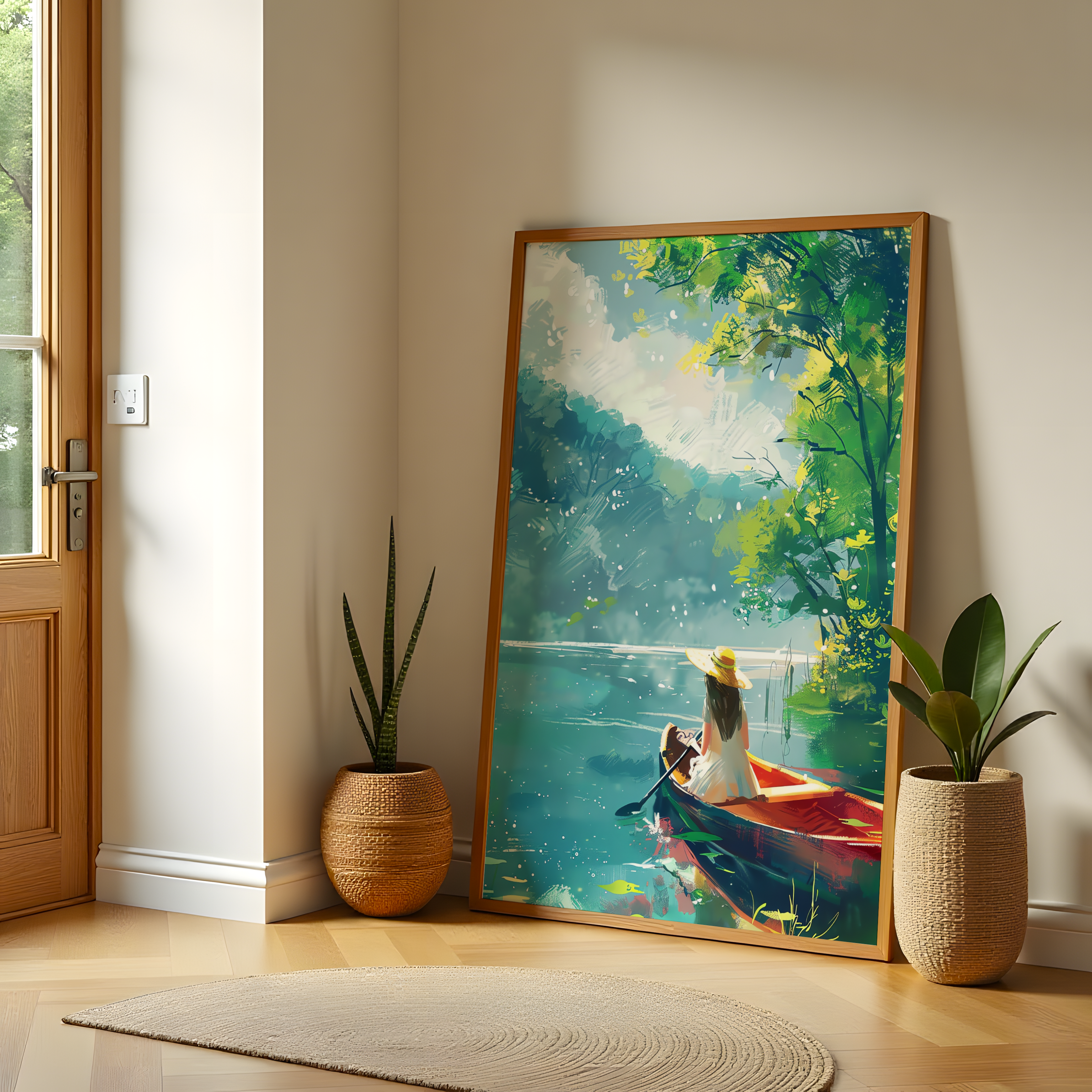 Lake and greenery wall art on canvas