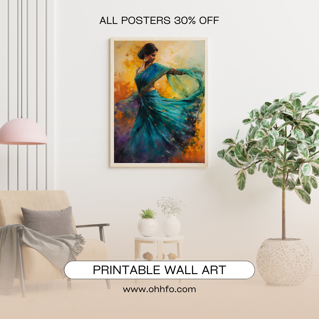 Canvas print of Indian classical dancer in traditional attire – cultural wall art by Ohhfo