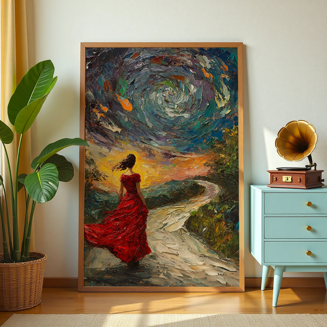 Wander in Crimson – The Long Path | Premium Canvas Print