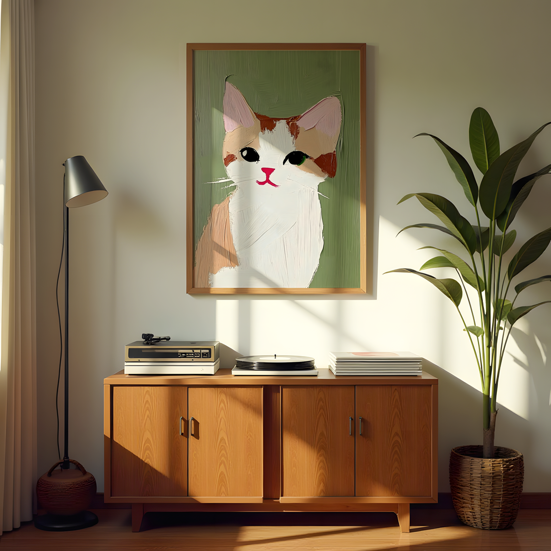 Cute cat wall art for kids room printed with child-safe non-toxic inks