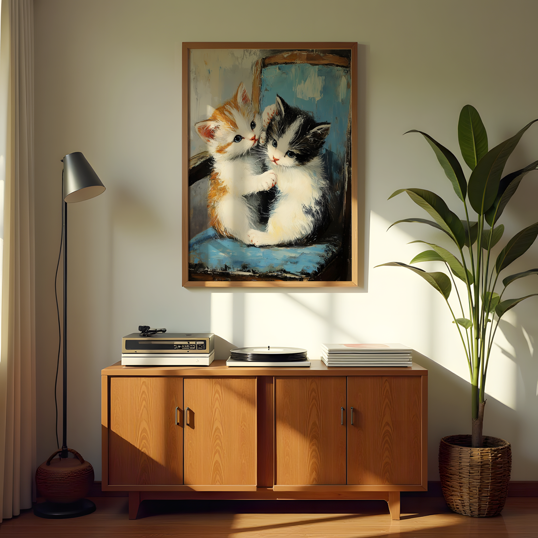 Kids room cute kitten canvas wall art for home decor in India waterproof and fade-proof