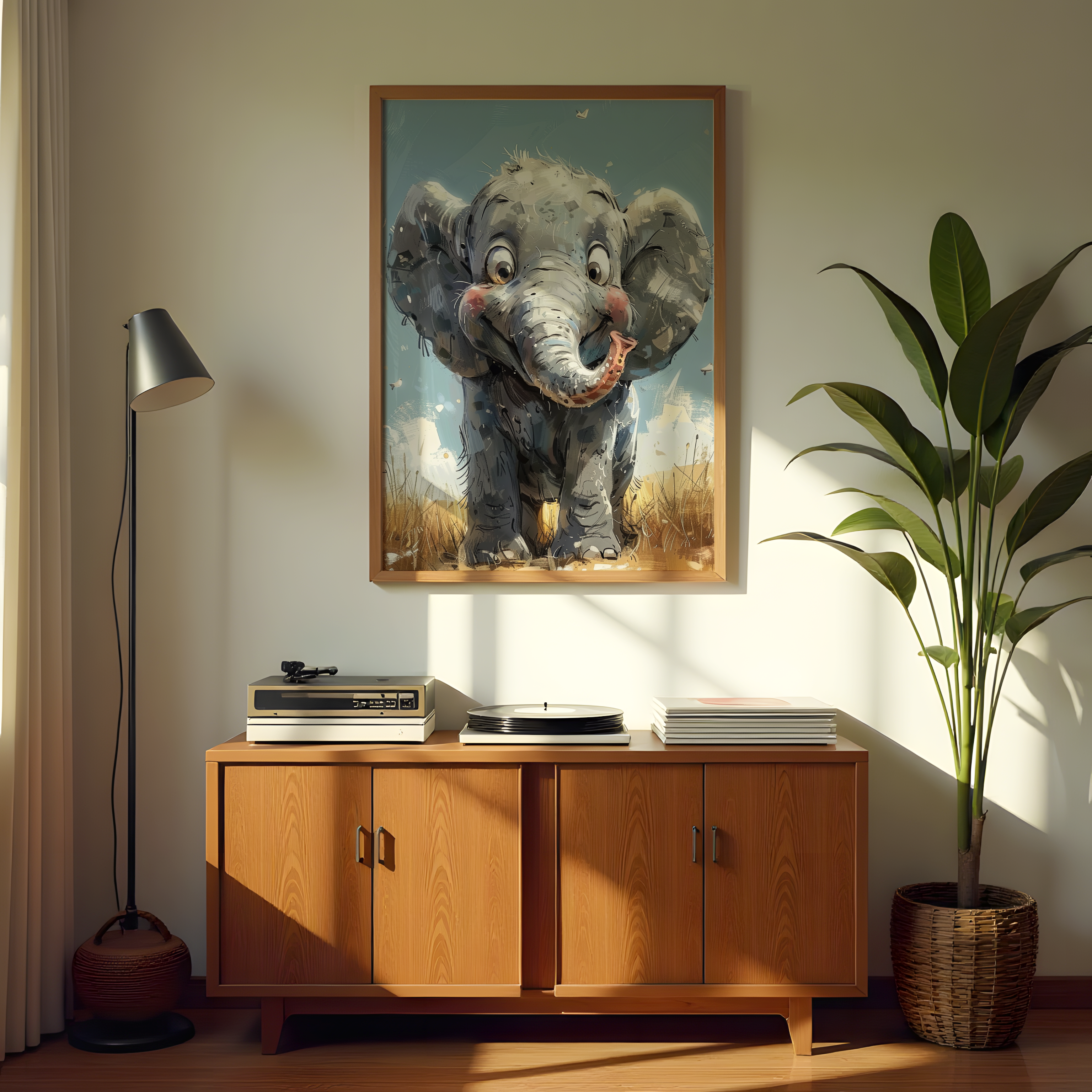 Elephant animal canvas art for kids room wall decoration