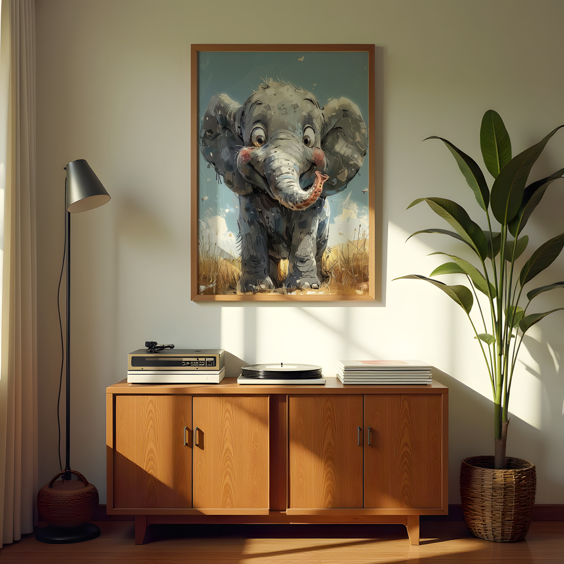 Elephant animal canvas art for kids room wall decoration