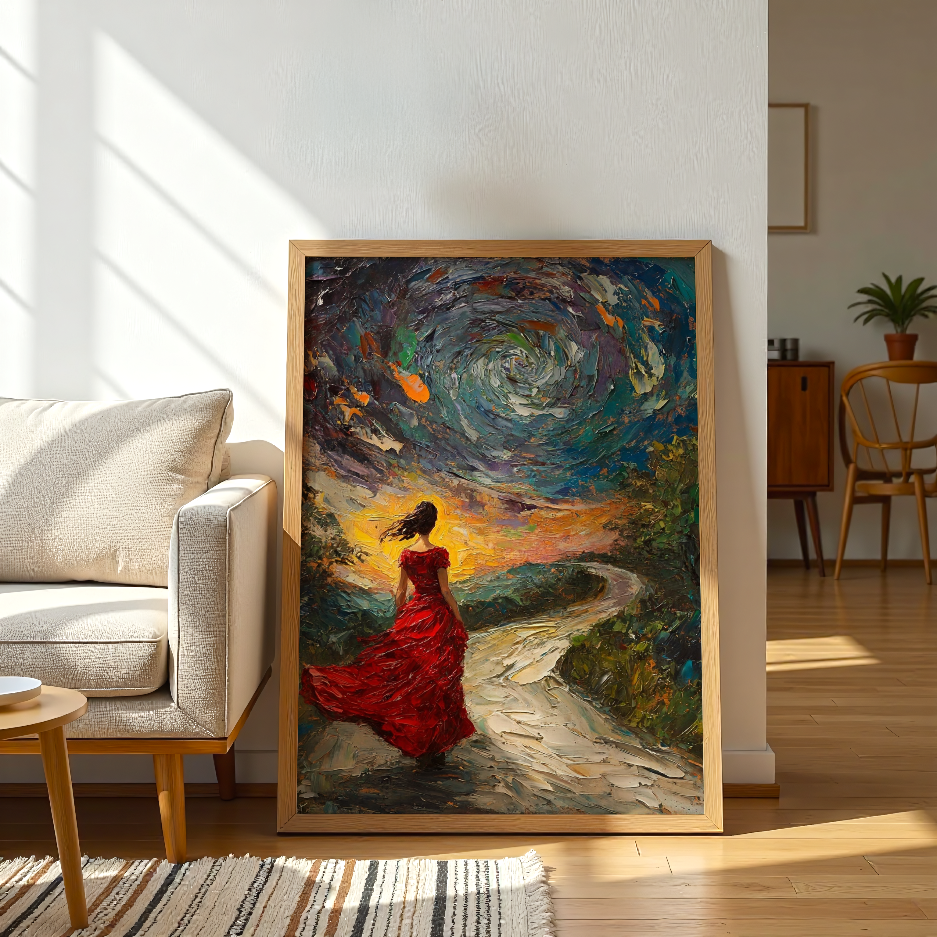 Wander in Crimson – The Long Path | Premium Canvas Print