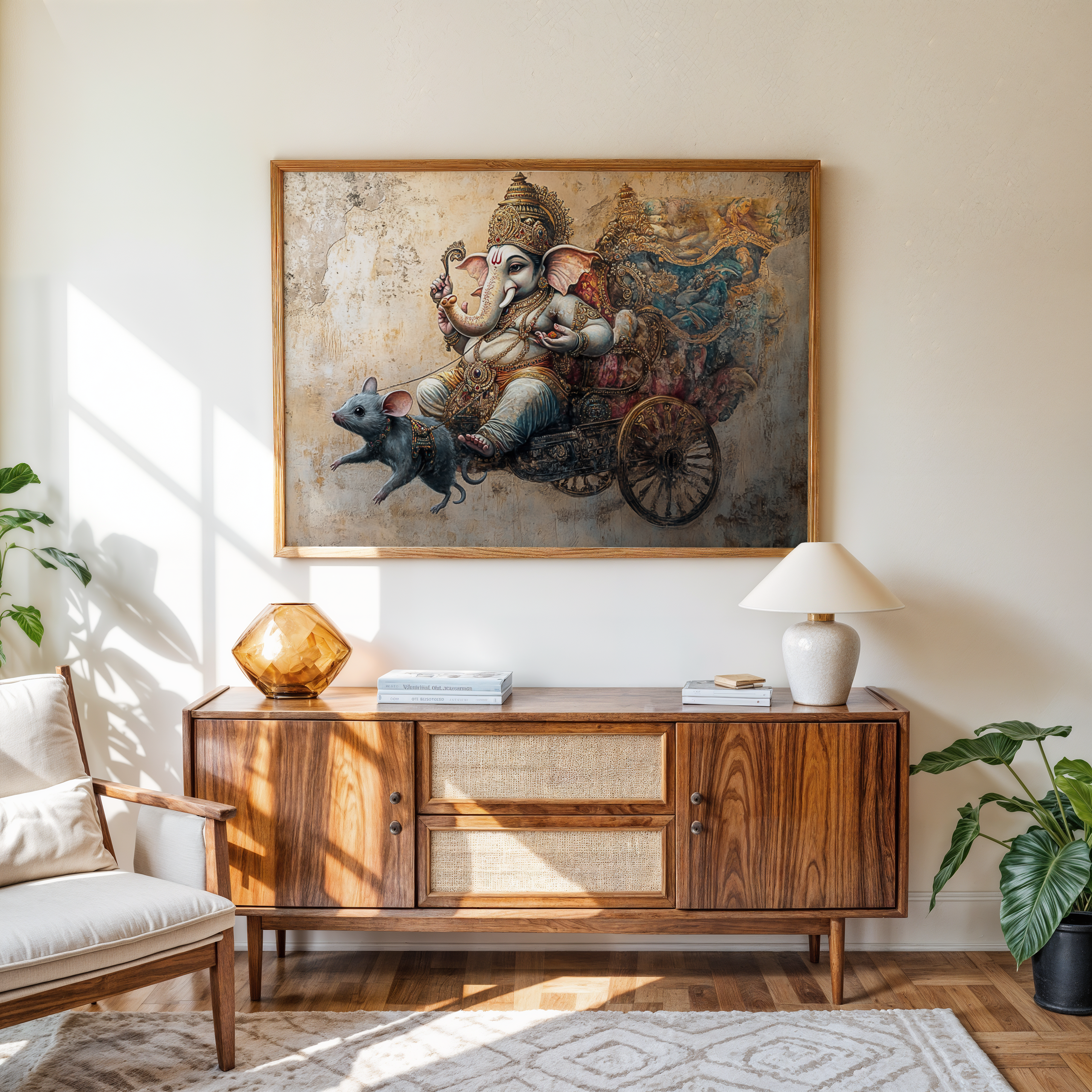 Hindu deity Ganesha spiritual framed painting for wall décor