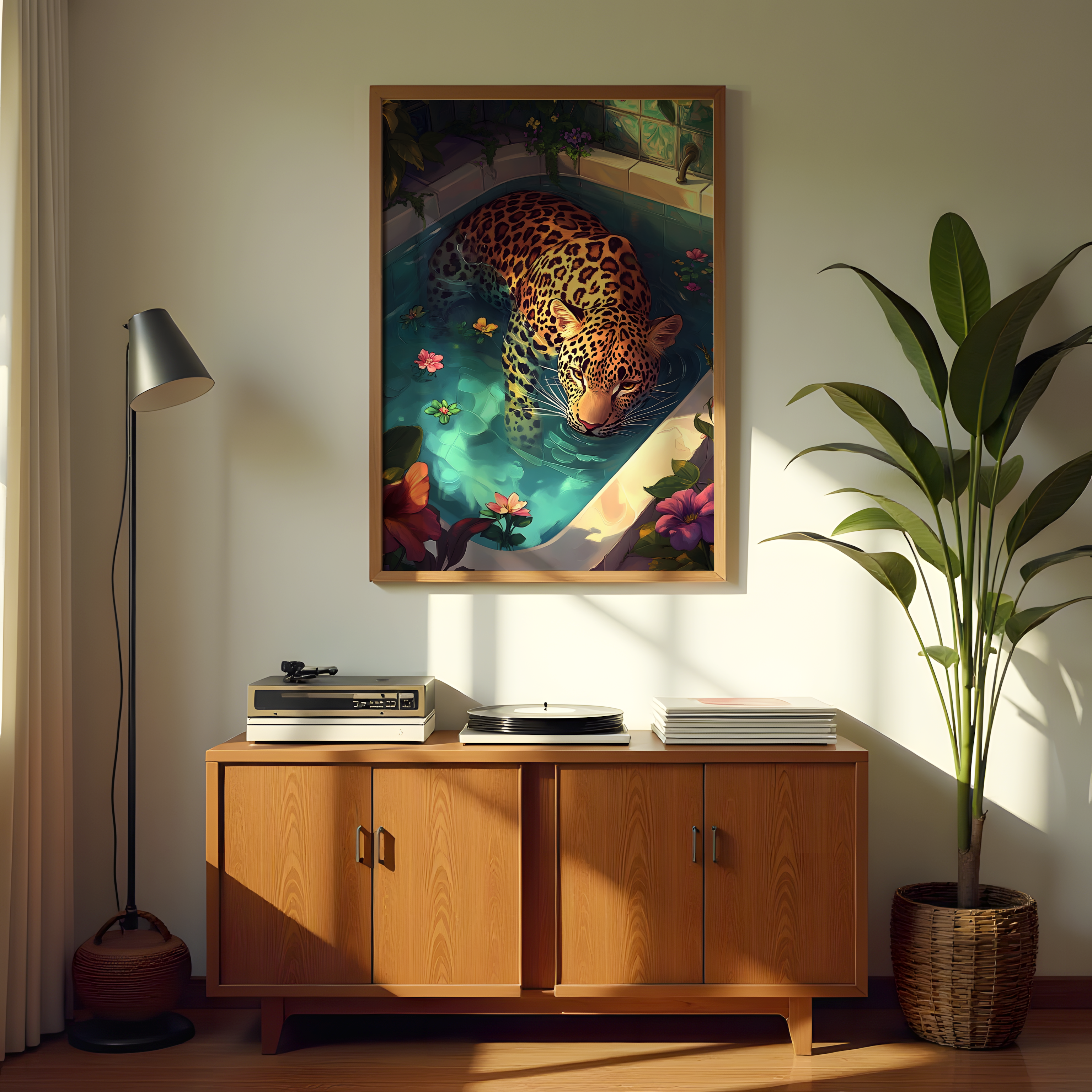 Luxury leopard animal canvas wall decor for modern interiors