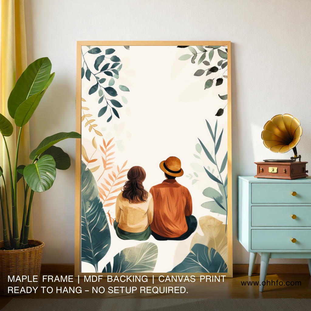 Romantic Couple Sitting in Nature Canvas Wall Art
