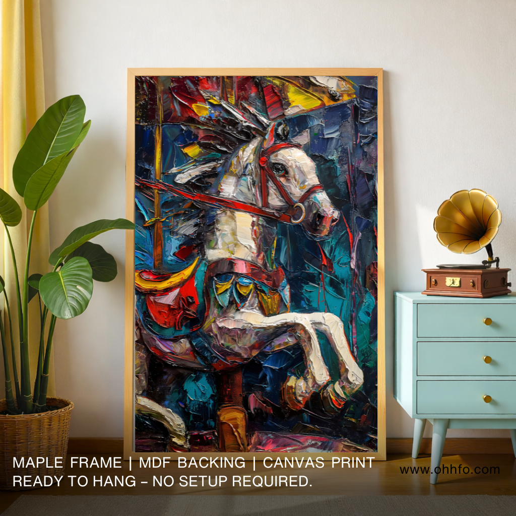 Carnival Run: Abstract Horses at Play Canvas Wall Art