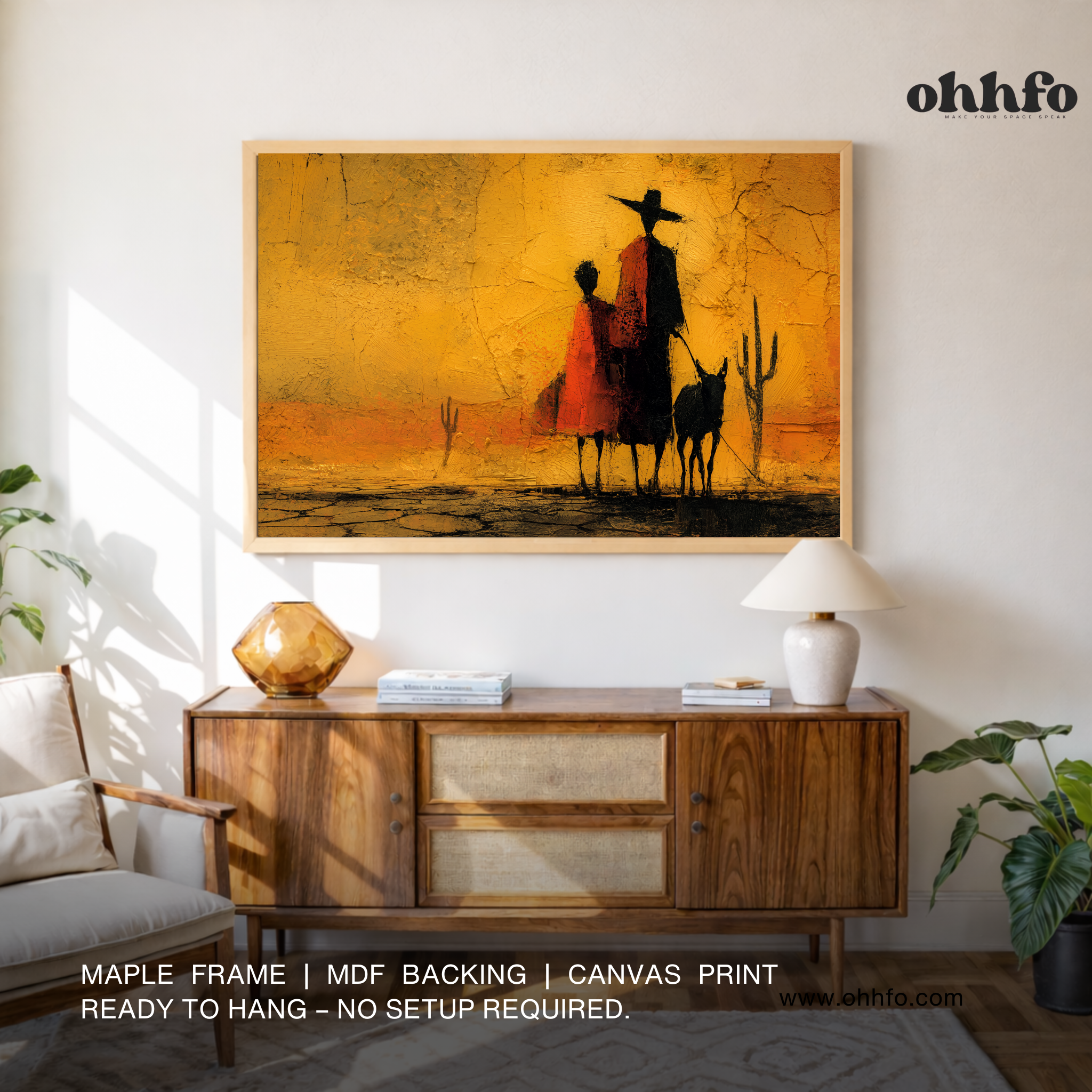 Desert Tribal Silhouette Canvas Wall Art