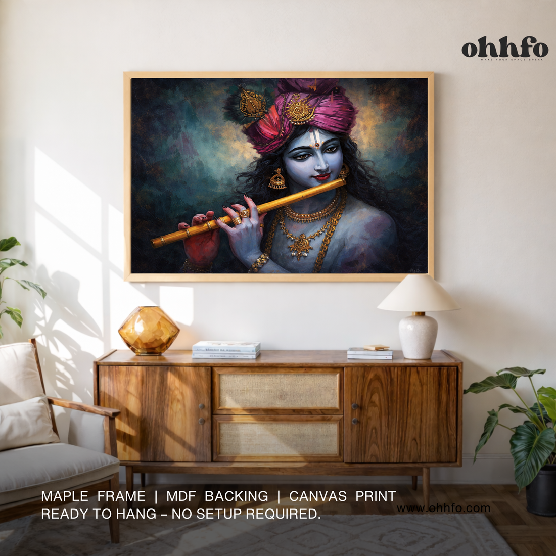Lord Krishna Flute Painting Canvas