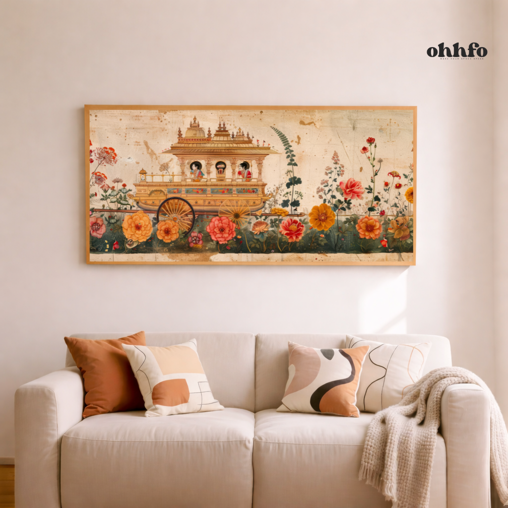 Botanical Rath Yatra Canvas Wall Art