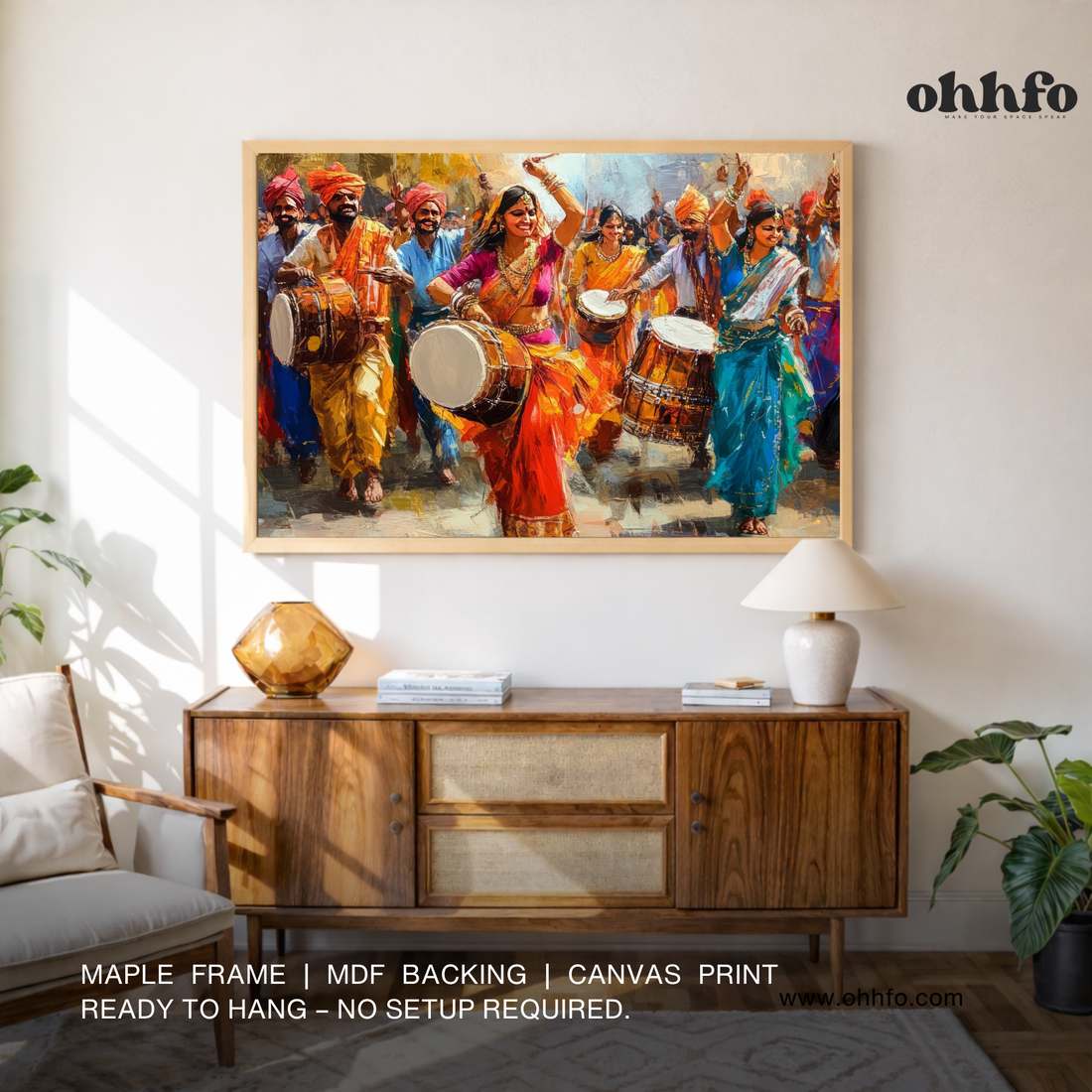 Indian Festival Celebration Canvas Wall Art – Dance & Drums