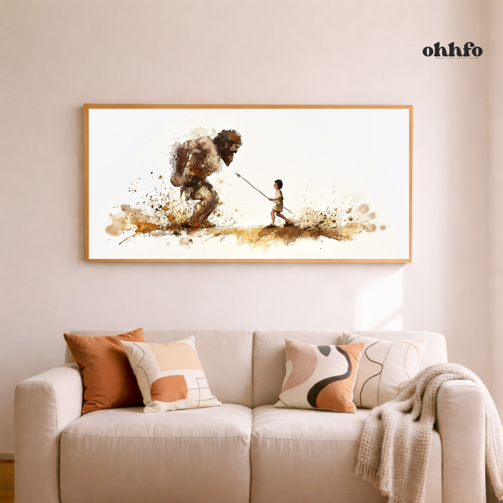 David and Goliath – Courage Against the Giant Wall Art