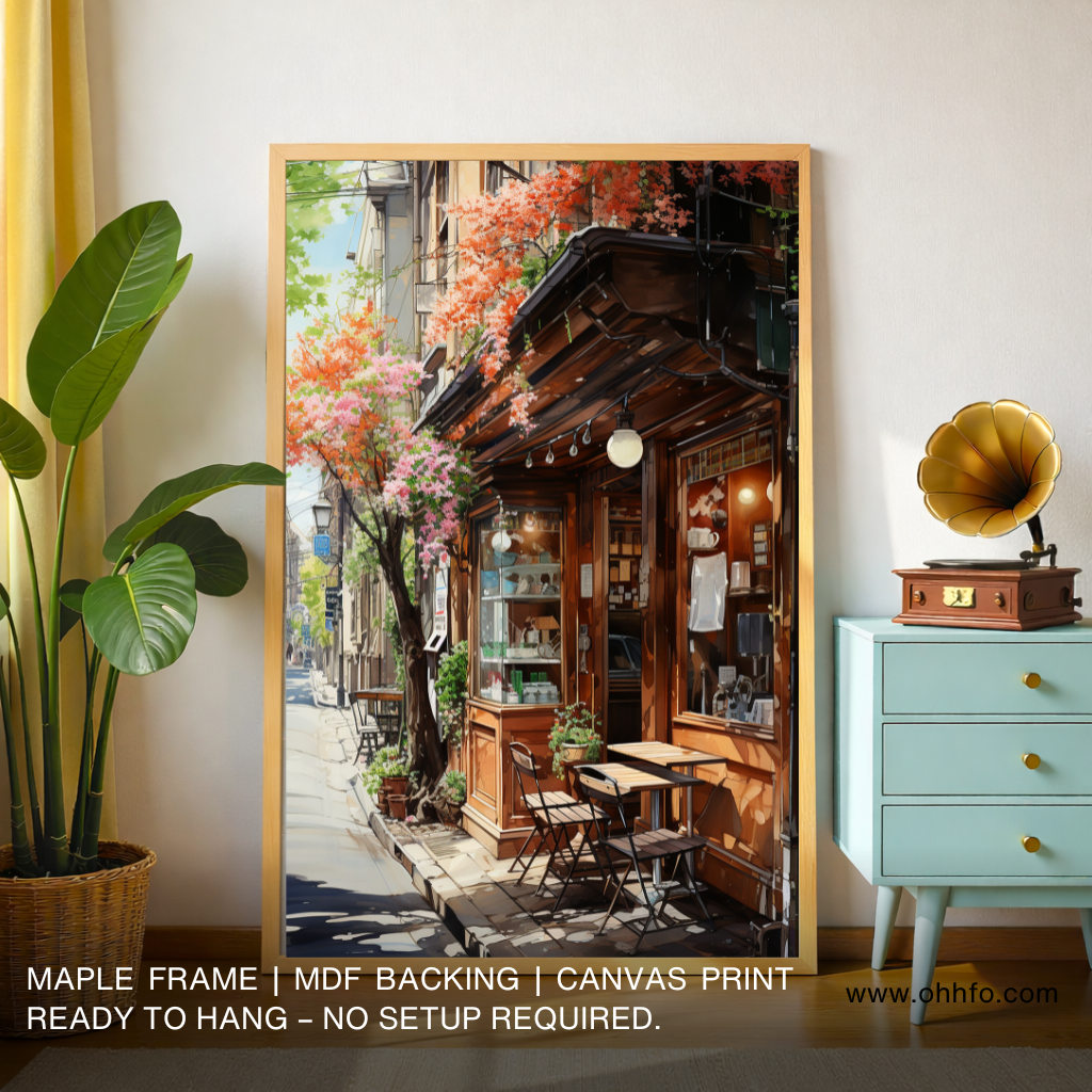 Romantic Street Café Canvas Wall Art