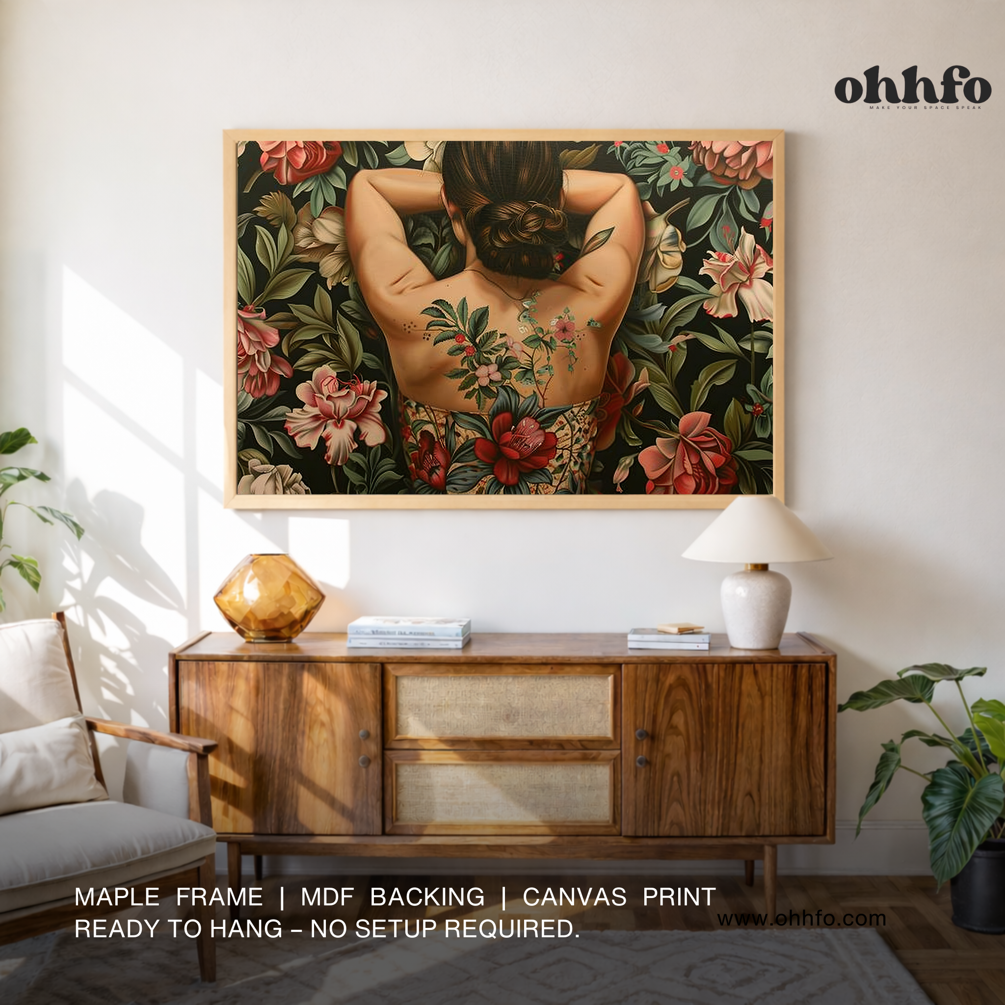 Floral Back Portrait Canvas Wall Art
