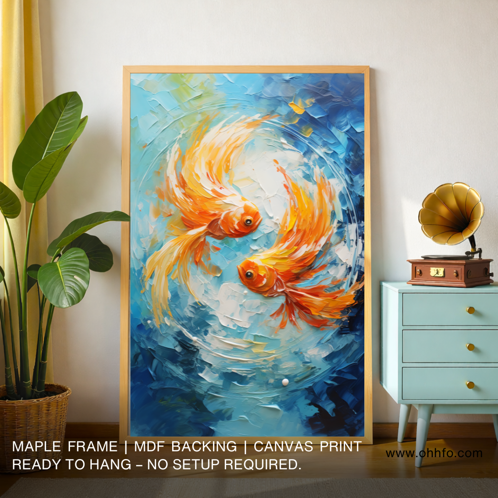 Golden Koi Fish  - Abstract Canvas Print