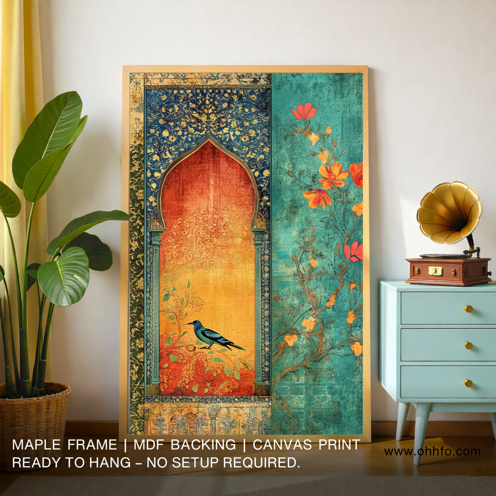 Indian Vintage Bird Canvas Wall Art