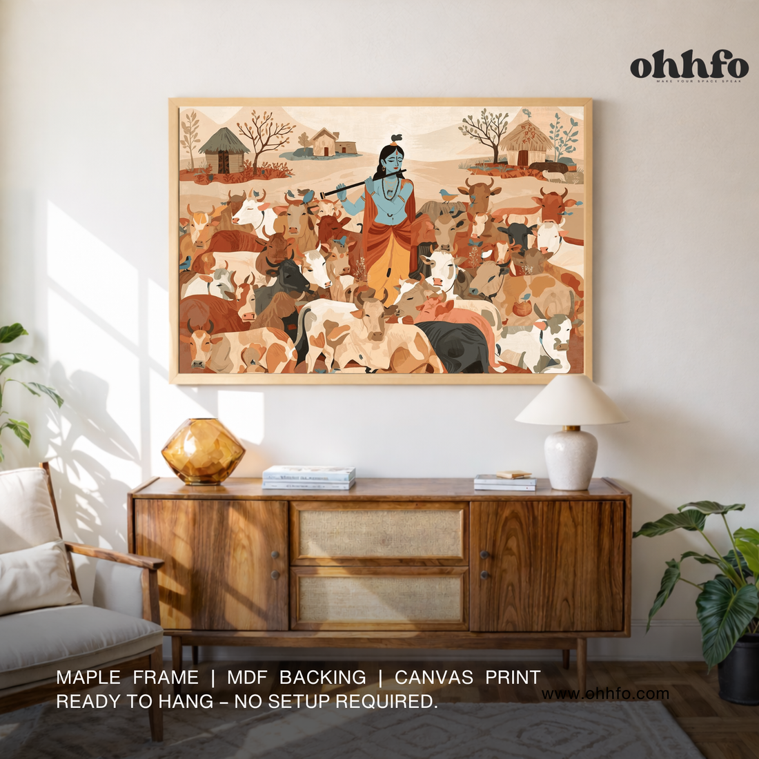 Lord Krishna with Cows Wall Art