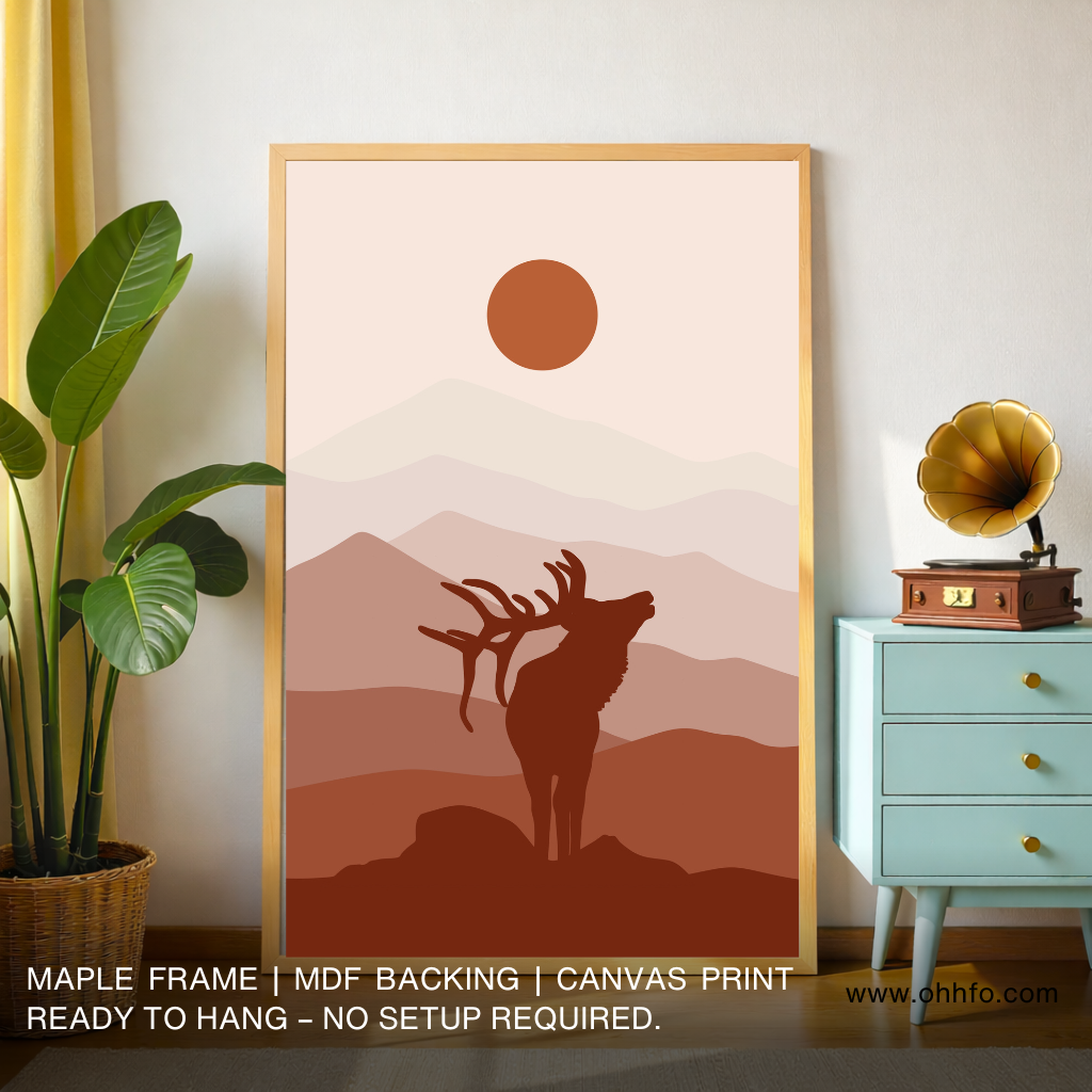 Minimal Boho Deer Silhouette Wall Art Canvas
