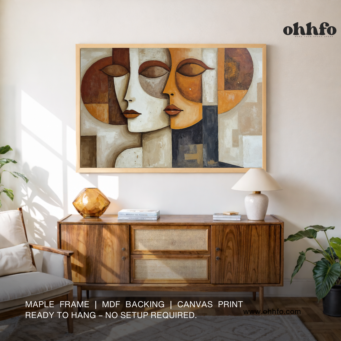 Abstract Two Faces Cubism Painting