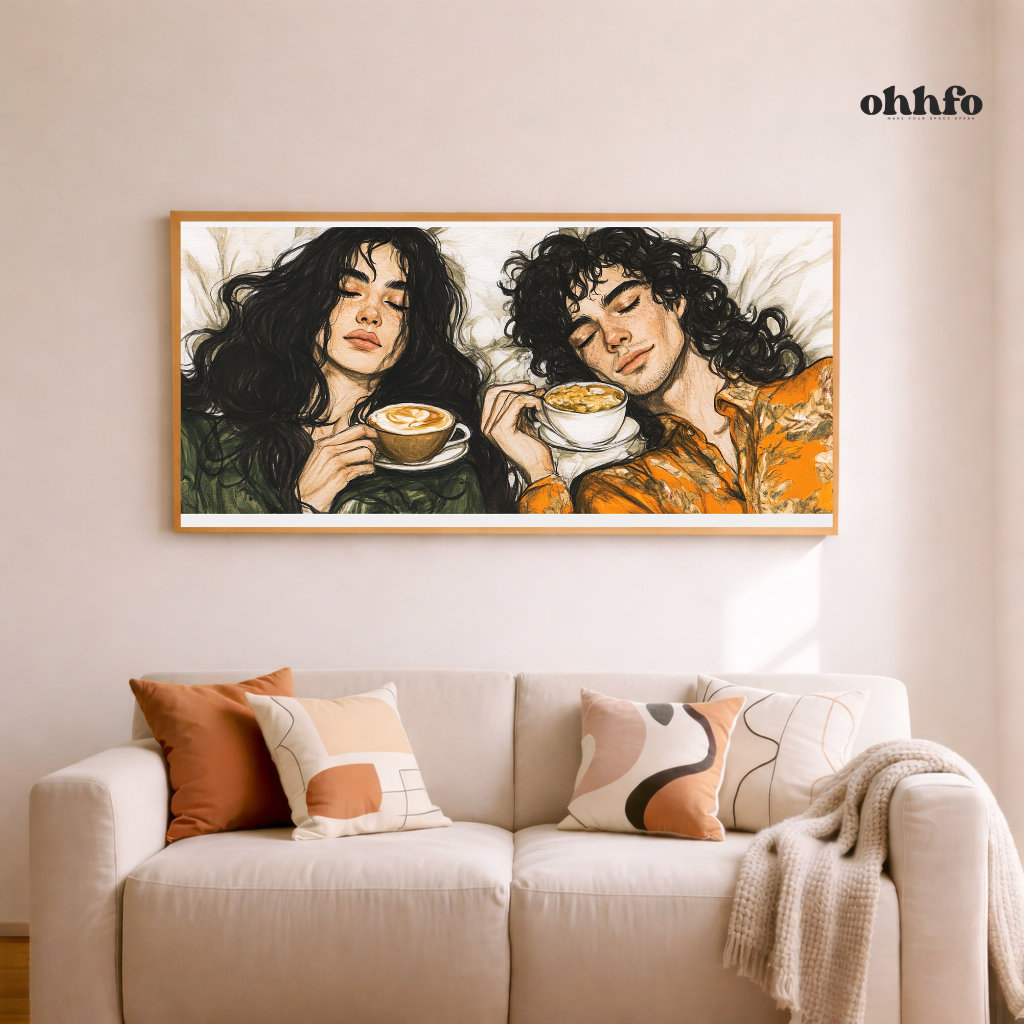 Morning Coffee Together – Cozy Couple Canvas Wall Art