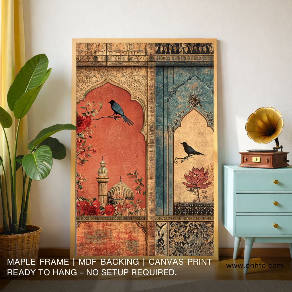 Mughal Window Birds Wall Art Canvas Print