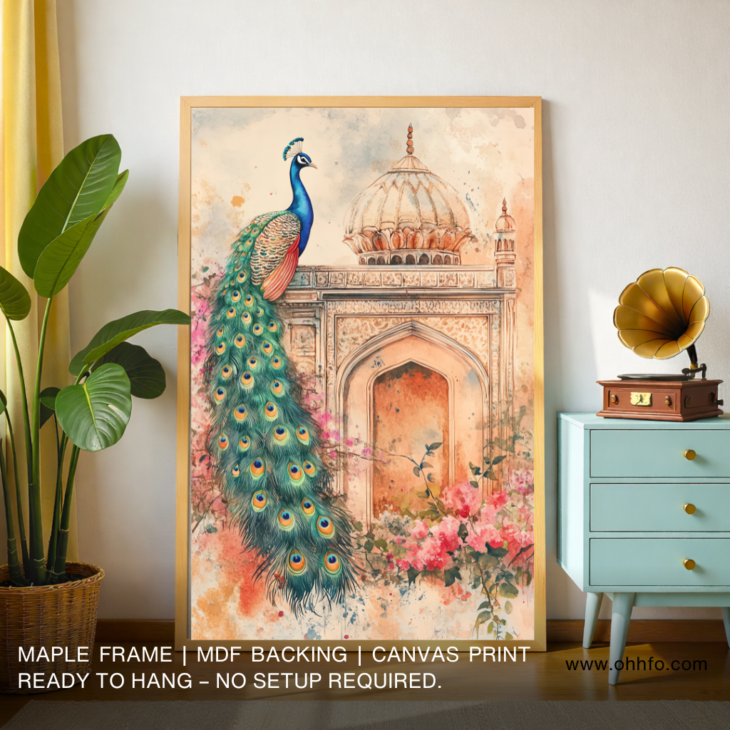Royal Peacock Palace Canvas Wall Art