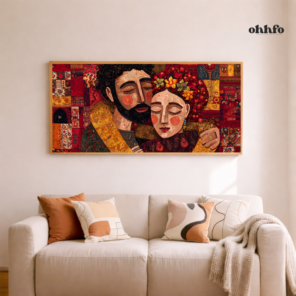 Sacred embrace cultural couple mosaic canvas-art