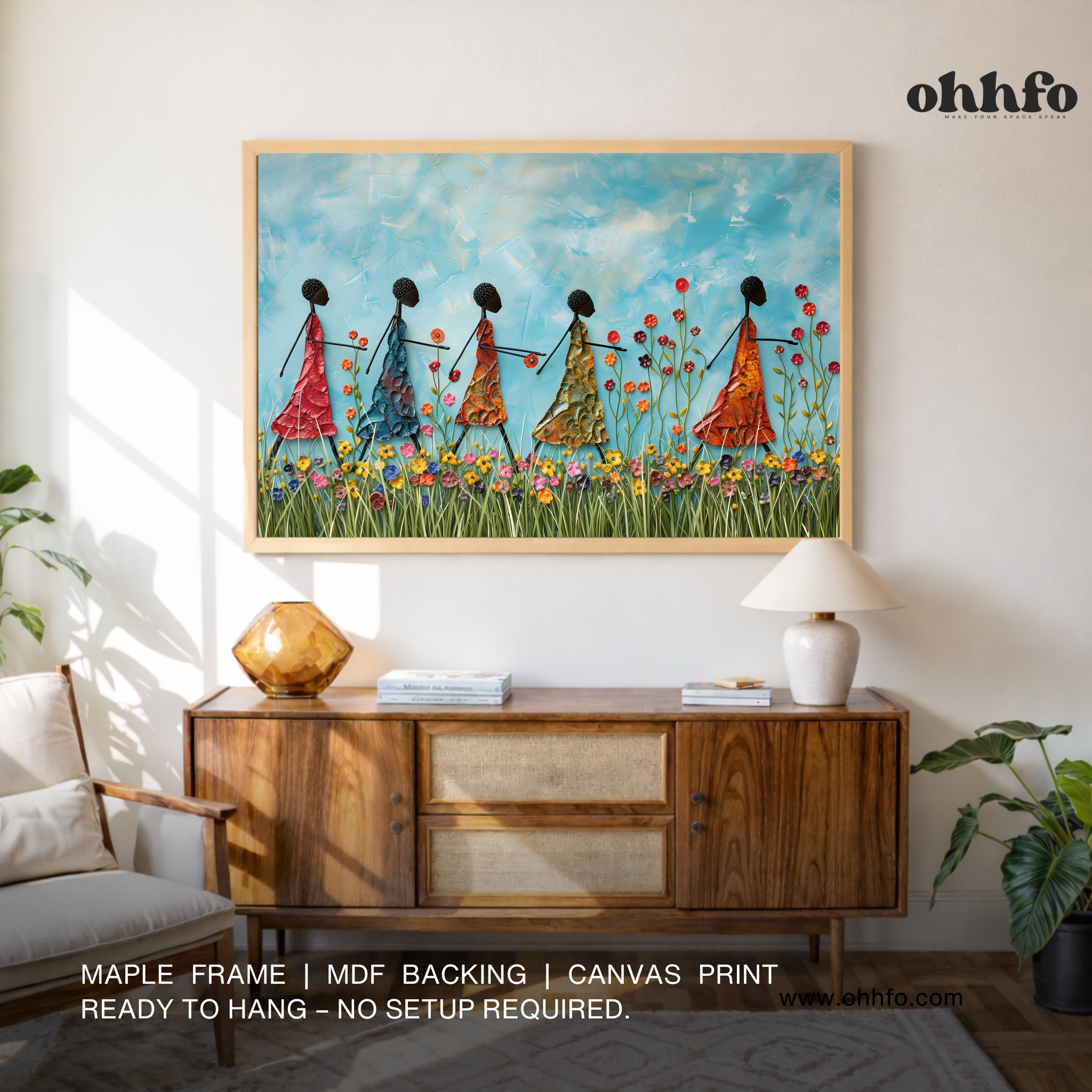 Sisters of Spring – Afro-Boho Floral Wall Art