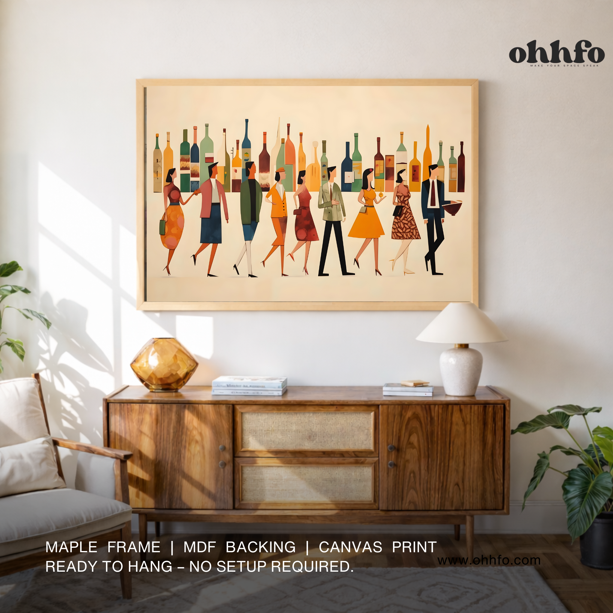 Stylish Cocktail Bar Crowd Canvas Wall Art  – Ready to Hang