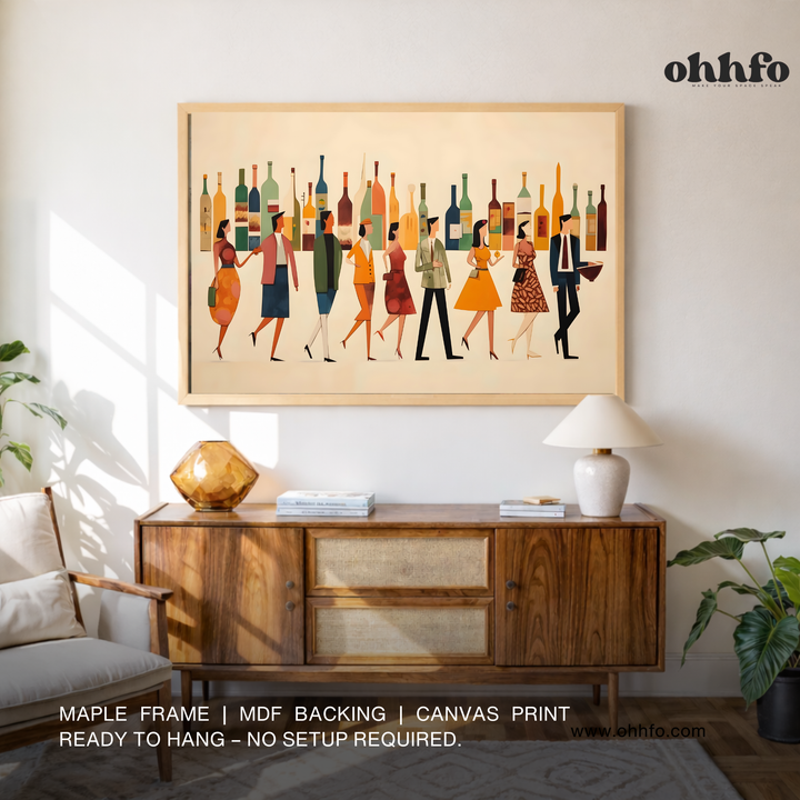 Stylish Cocktail Bar Crowd Canvas Wall Art  – Ready to Hang