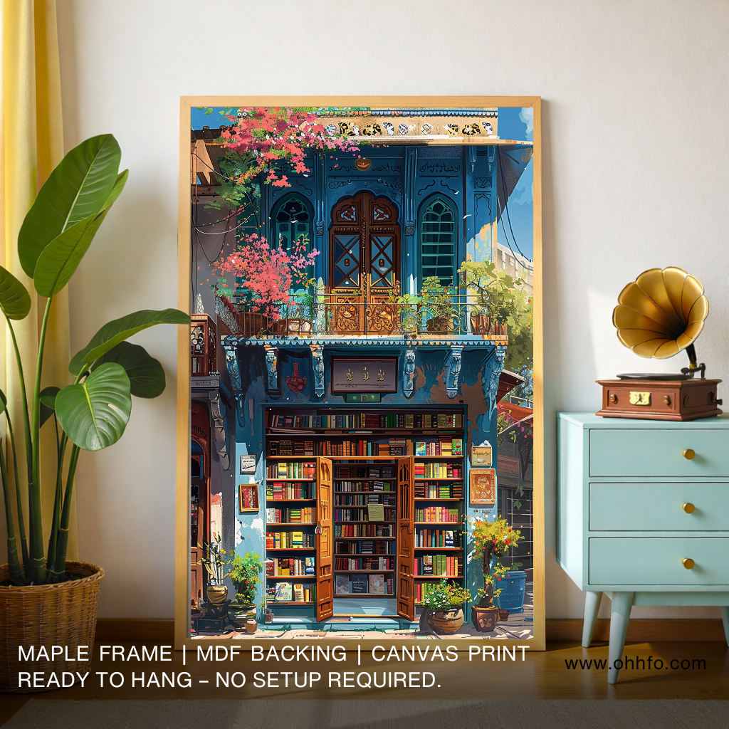 Charming Old Bookshop Canvas Wall Art