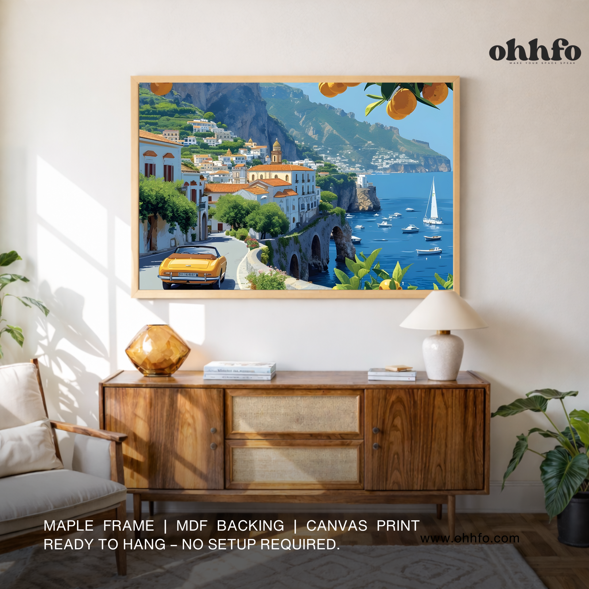 Mediterranean Coastal Drive – Vibrant Travel Canvas Wall Art