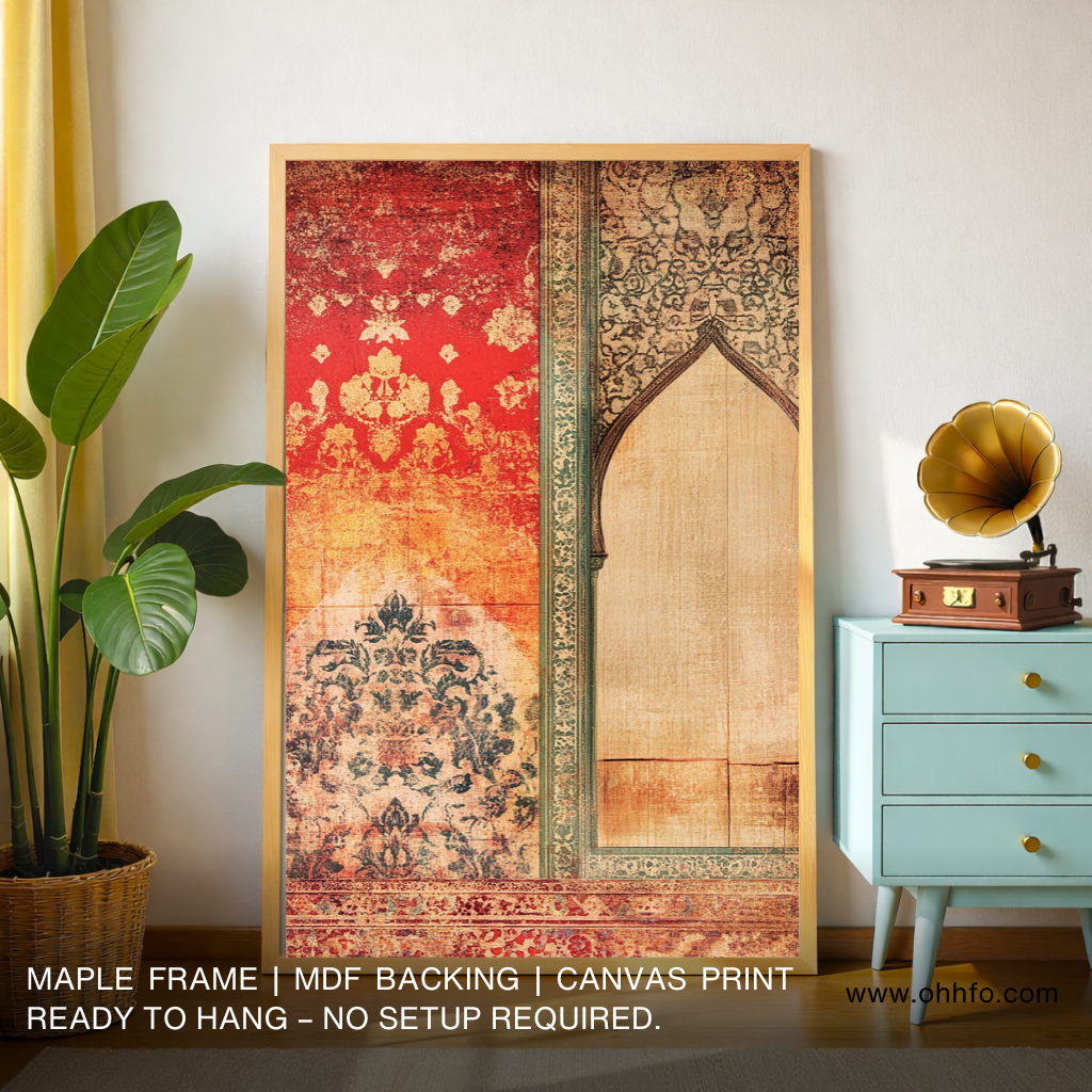 Vintage Mughal Floral Arch Wall Art Canvas Print