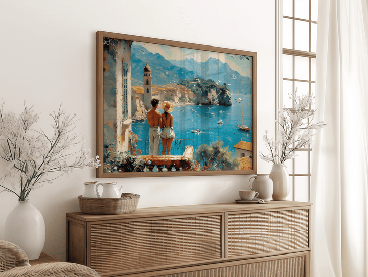 Romantic Beach Canvas Wall Art – Together by the Tide for Bedroom Décor