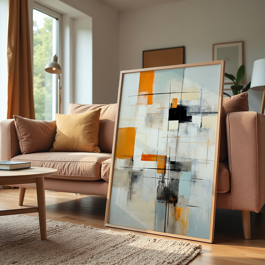 Modern abstract geometric wall art with minimalist design