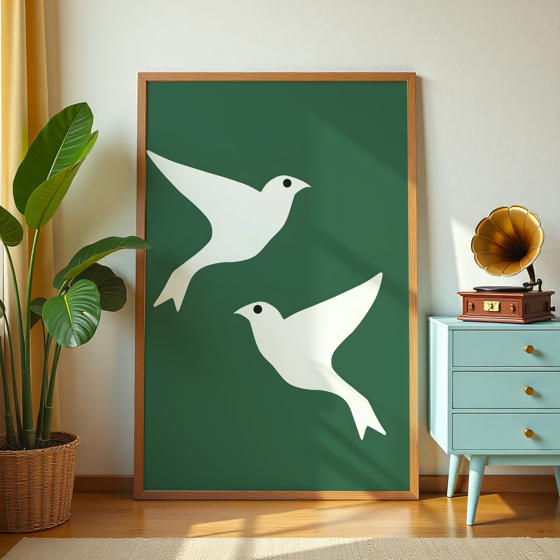 Modern bird silhouette minimalist canvas wall decor for living room and bedroom