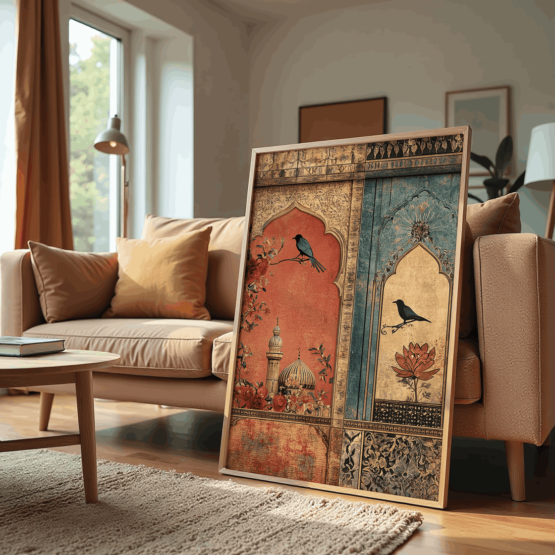 Mughal Window Birds Wall Art Canvas Print