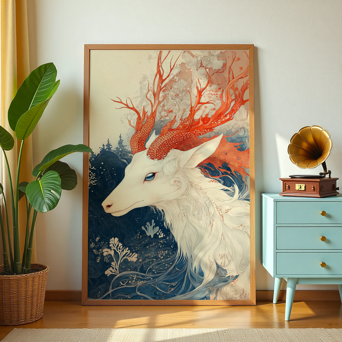 Mystical deer fantasy animal wall art canvas for home decor