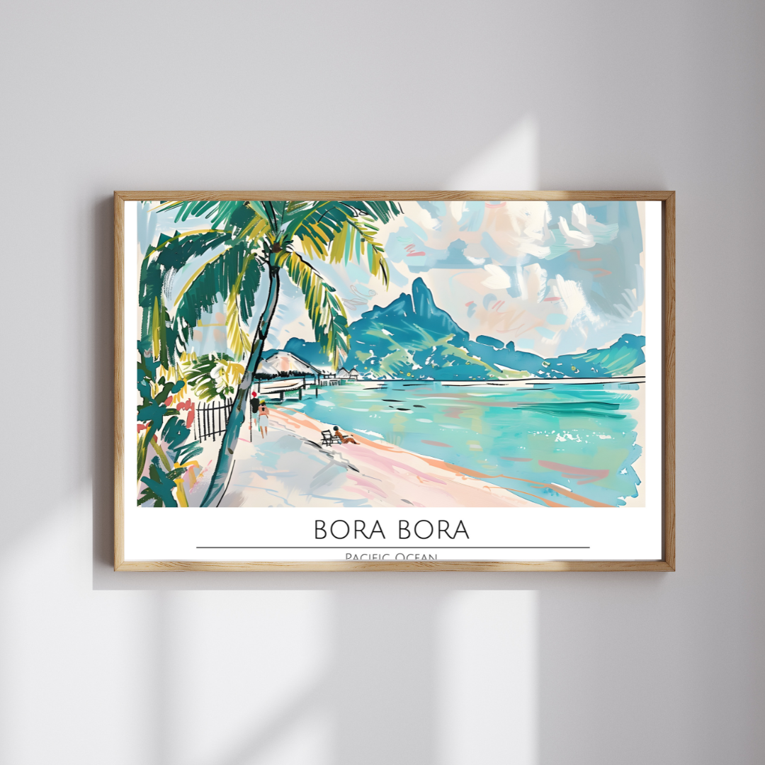 Bora Bora Beach View – Serene Tropical Wall Art