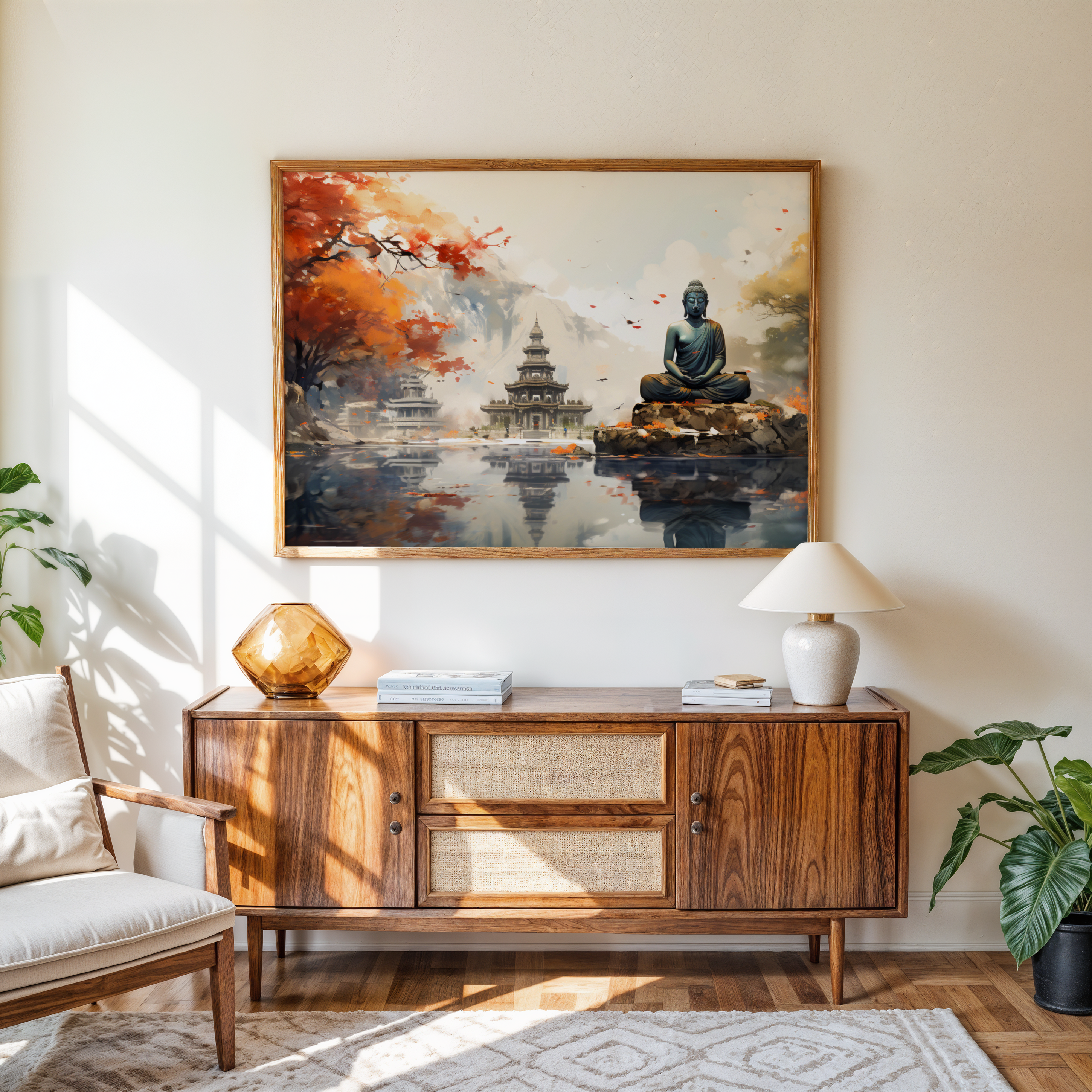 Zen-inspired Buddha wall decor for yoga and living spaces