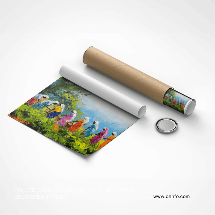 Tea Garden Harvest – Vibrant Women Canvas Wall Art